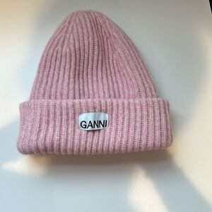 Pink knit Ganni winter hat